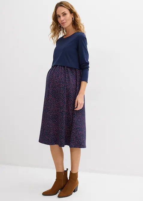 Abito pr&eacute;maman / da allattamento + maglia in cotone (set 2 pezzi), bonprix