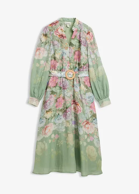 Abito midi in rami&egrave; con cintura, bonprix