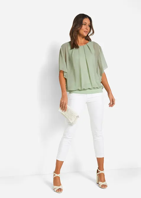 Blusa in chiffon con canotta, bonprix