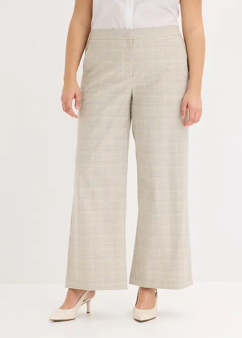 Pantaloni larghi in principe di Galles con viscosa, bonprix