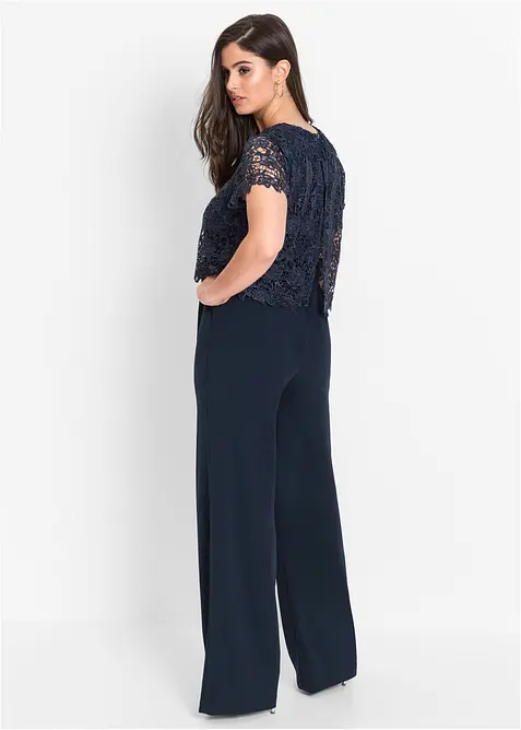 Tuta elegante effetto neoprene con pizzo, bonprix