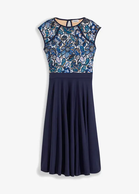 Abito midi con pizzo, bonprix