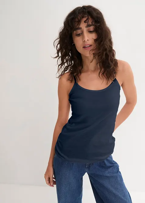 Top con spalline sottili in puro cotone (pacco da 3), bonprix