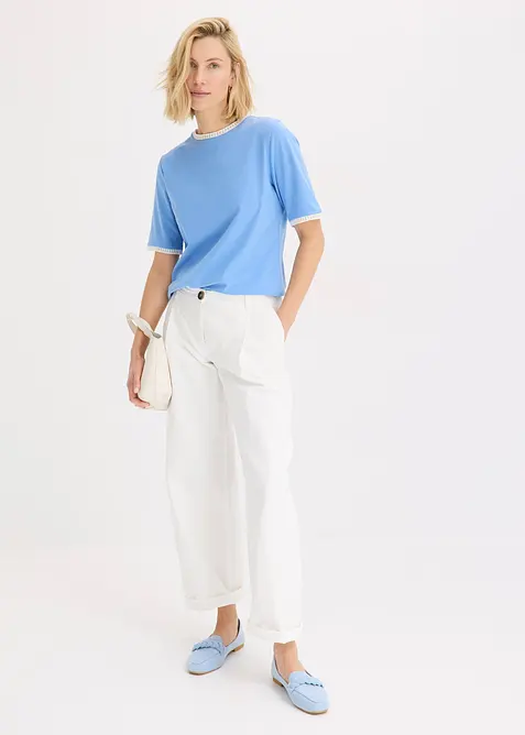 Maglia con bordatura in pizzo, bonprix