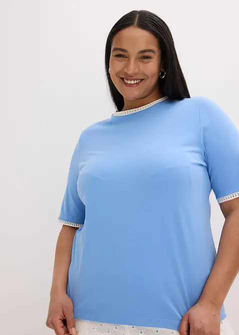 Maglia con bordatura in pizzo, bonprix