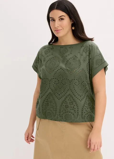 Maglia con pizzo traforato, bonprix