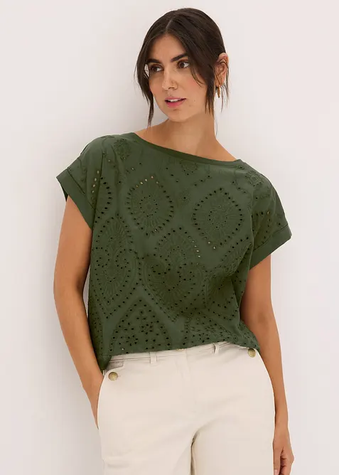 Maglia con pizzo traforato, bonprix