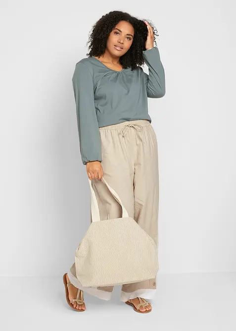 Maglia a maniche lunghe in puro cotone con elastico, bonprix