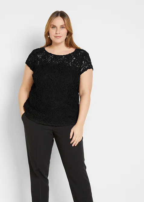 Blusa con pizzo, bonprix