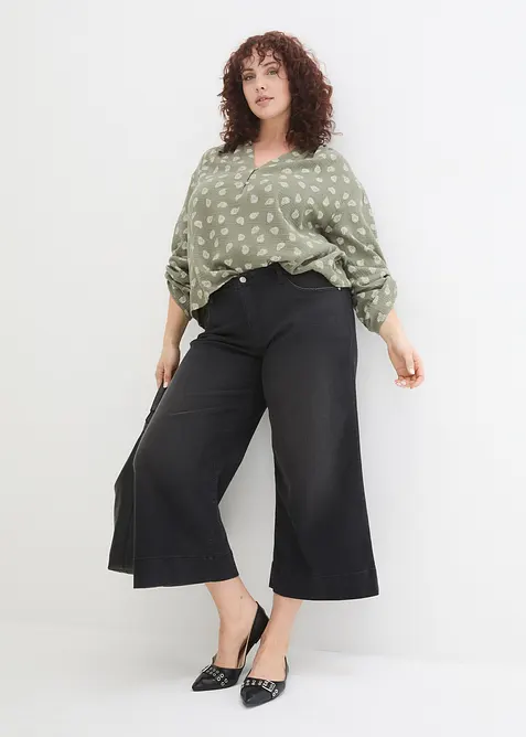 Blusa oversize in mussola fantasia, bonprix