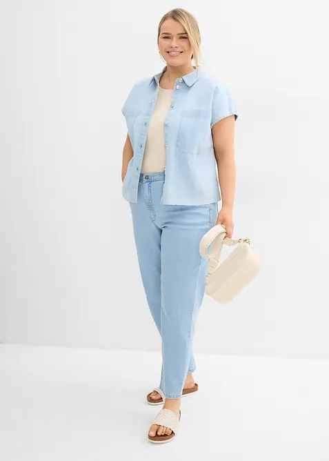 Mom jeans elasticizzati, a vita alta, bonprix