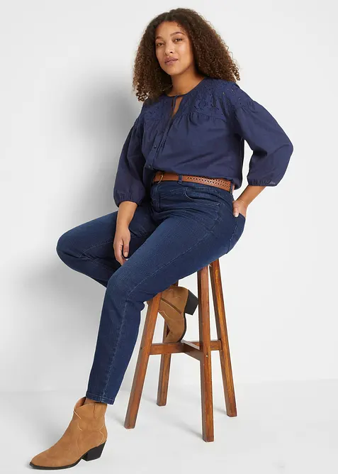 Jeans skinny cropped, vita alta, bonprix