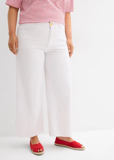 Jeans cropped wide leg, vita alta, bonprix