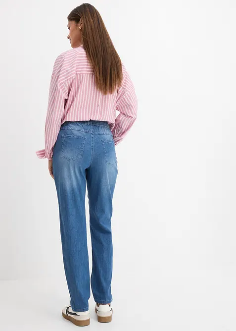 Jeans con elastico in vita straight, vita alta (pacco da 2), bonprix