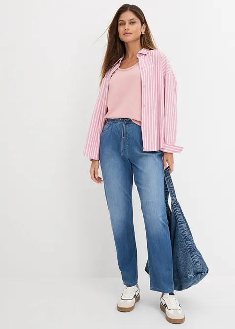 Jeans con elastico in vita straight, vita alta (pacco da 2), bonprix