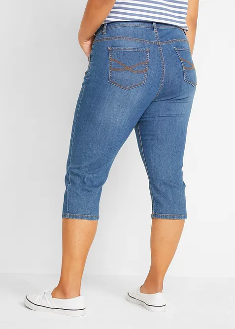 Jeans capri slim, vita media, bonprix