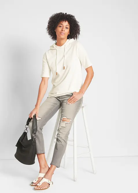 Felpa con cappuccio in misto cotone, bonprix