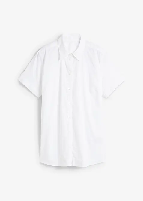 Camicetta elasticizzata sciancrata a maniche corte in misto cotone, bonprix
