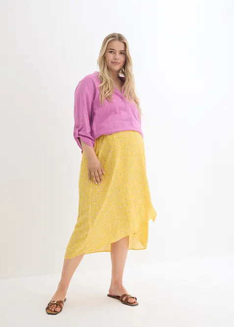 Blusa in misto lino con maniche a 3/4, bonprix