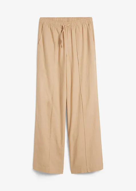 Pantaloni a palazzo in misto lino e viscosa leggero, bonprix