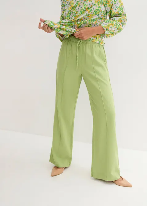 Pantaloni a palazzo in misto lino e viscosa leggero, bonprix