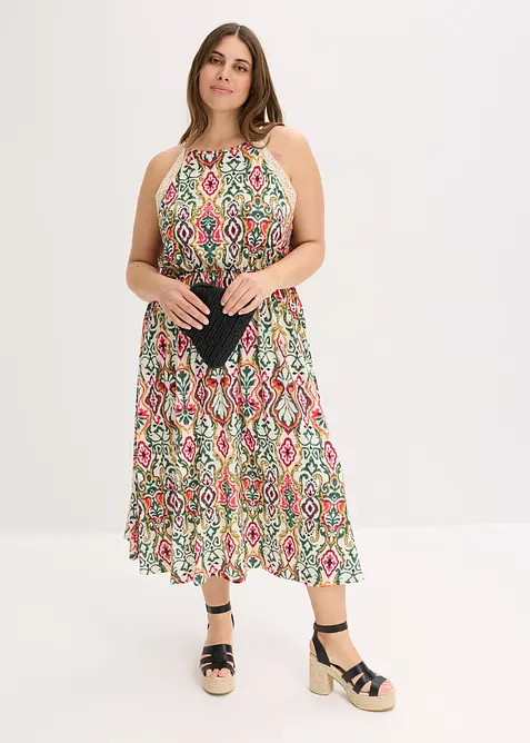 Abito midi con pizzo, bonprix