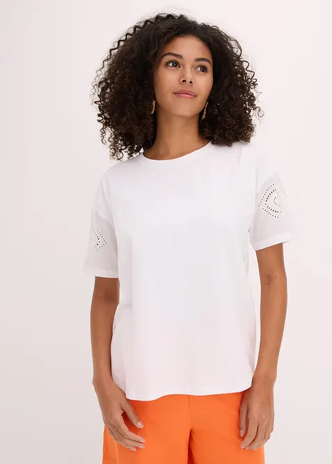 T-shirt con ricami traforati, bonprix