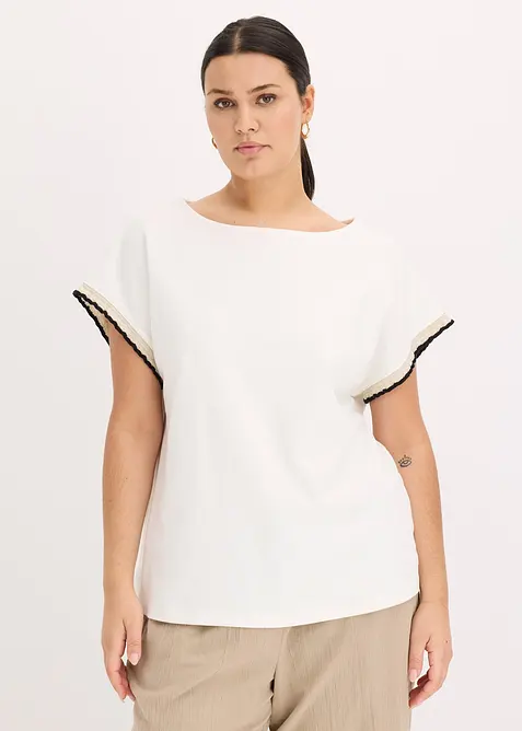 Maglia in puro cotone con finiture decorative, bonprix