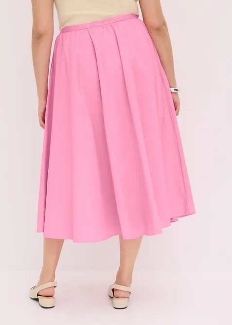 Gonna midi in misto cotone elasticizzato, bonprix