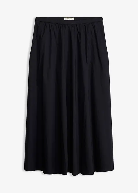 Gonna midi in misto cotone elasticizzato, bonprix