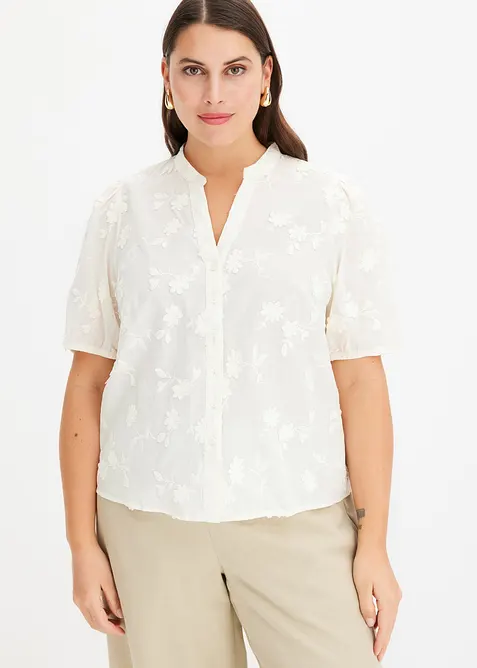 Blusa a maniche corte in puro cotone, bonprix