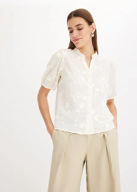 Blusa a maniche corte in puro cotone, bonprix