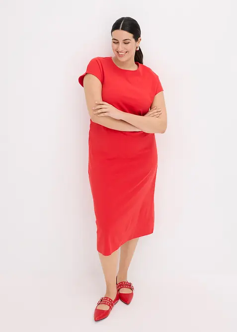 Abito midi arricciato in vita, bonprix