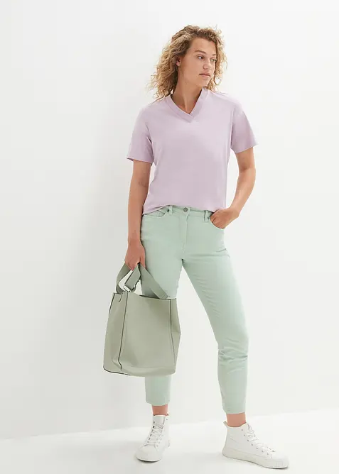 Pantaloni cropped in misto cotone elasticizzato, bonprix