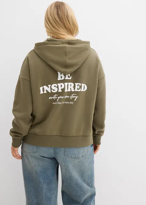 Felpa oversize con cappuccio in misto cotone morbido, bonprix