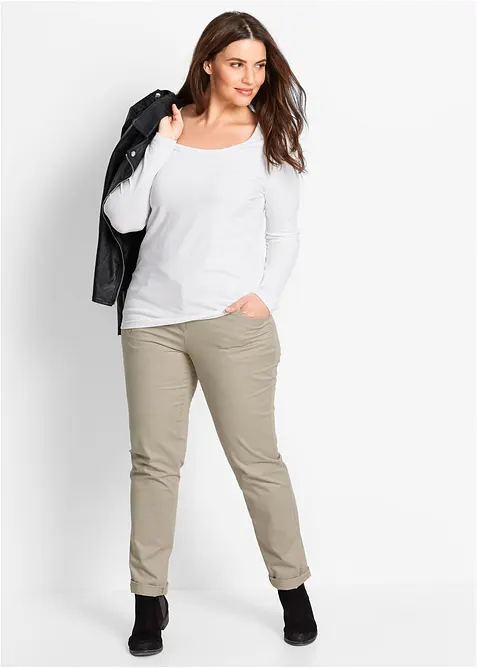 Maglia elasticizzata aderente a maniche  lunghe, bonprix