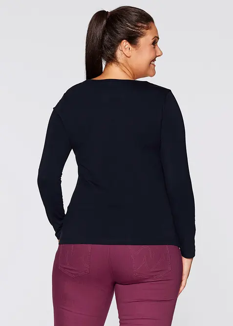 Maglia elasticizzata aderente a maniche  lunghe, bonprix