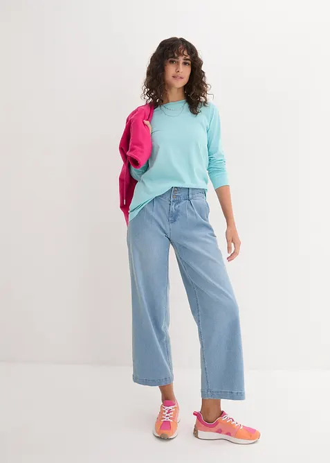 Maglia lunga con scollo rotondo e maniche lunghe  (pacco da 5), bonprix