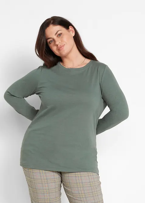 Maglia lunga con scollo rotondo e maniche lunghe  (pacco da 5), bonprix