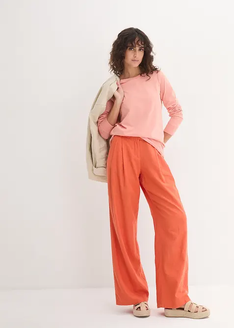 Maglia lunga con scollo rotondo e maniche lunghe  (pacco da 5), bonprix