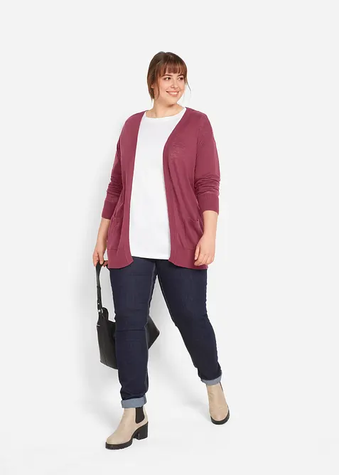 Maglia lunga con scollo rotondo e maniche lunghe  (pacco da 5), bonprix