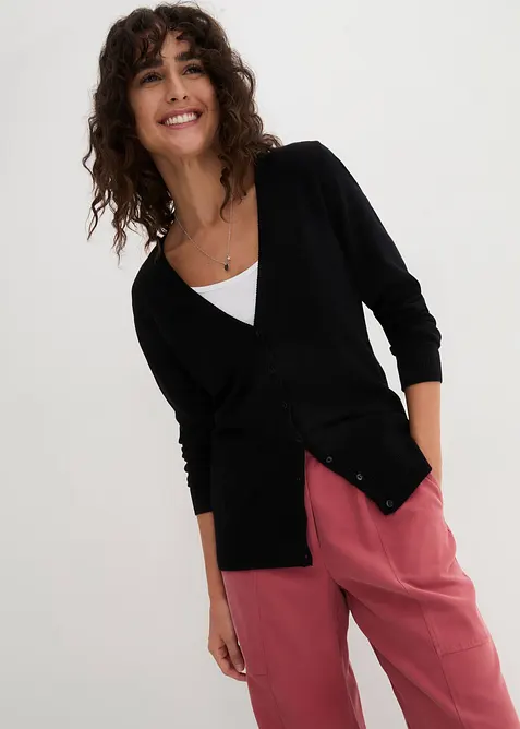 Cardigan in filato fine con bottoni, bonprix