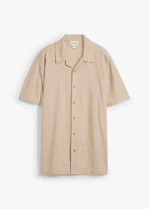 Camicia a maniche corte in misto lino leggero, loose fit, bonprix