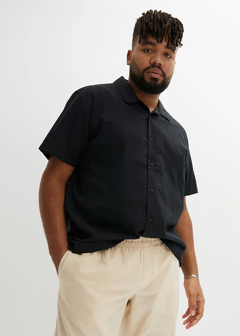 Camicia a maniche corte in misto lino leggero, loose fit, bonprix