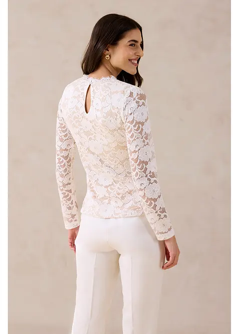 Maglia in pizzo a maniche lunghe, bonprix