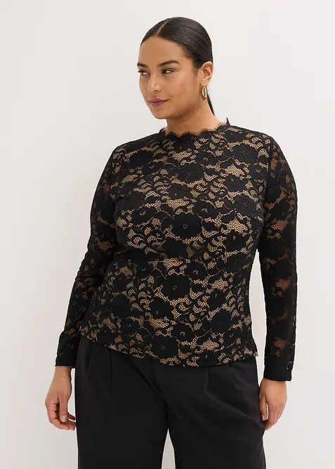 Maglia in pizzo a maniche lunghe, bonprix