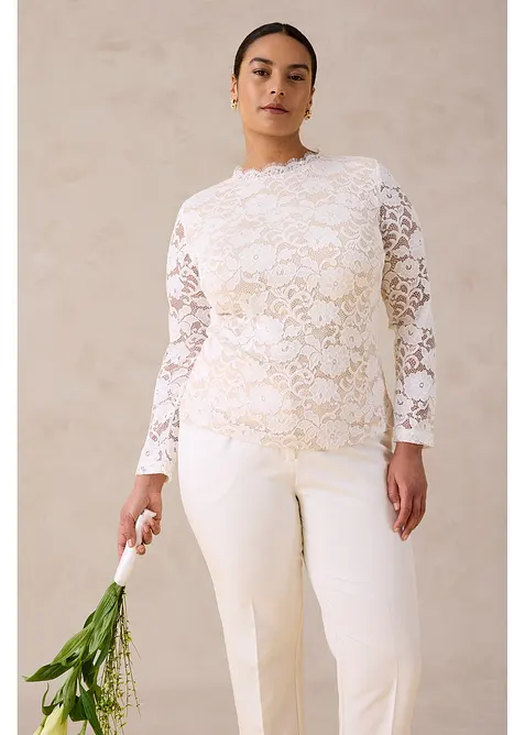 Maglia in pizzo a maniche lunghe, bonprix