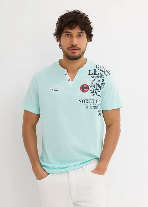 T-shirt serafino a maniche corte in puro cotone biologico, bonprix