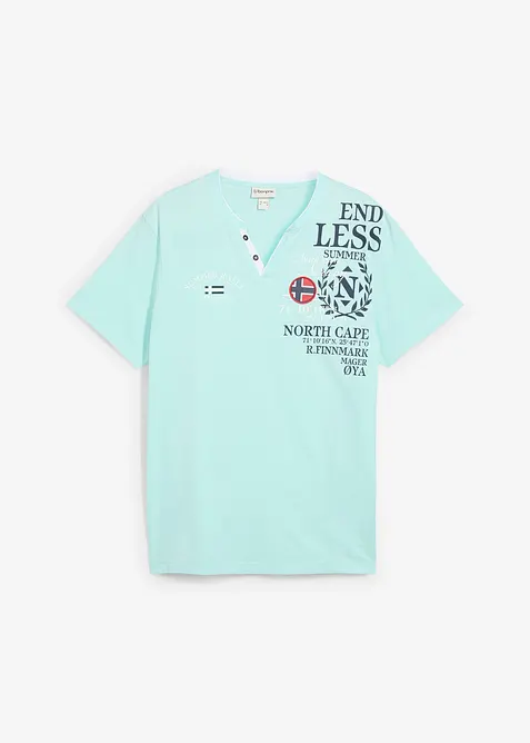 T-shirt serafino a maniche corte in puro cotone biologico, bonprix