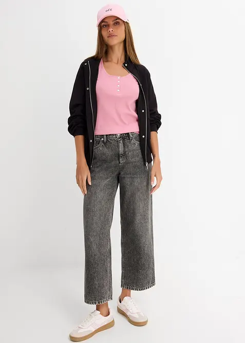 Jeans cropped loose fit straight, vita media, bonprix